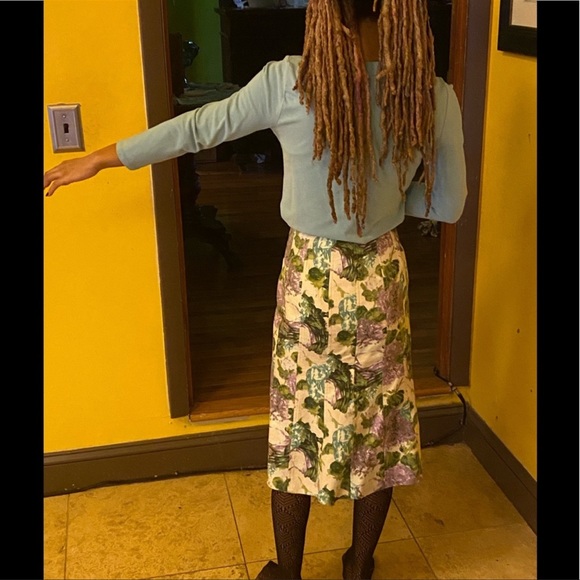 SET Ann Taylor set matching floral skirt and 3/4 sleeve XS-M purple blue - Picture 3 of 9